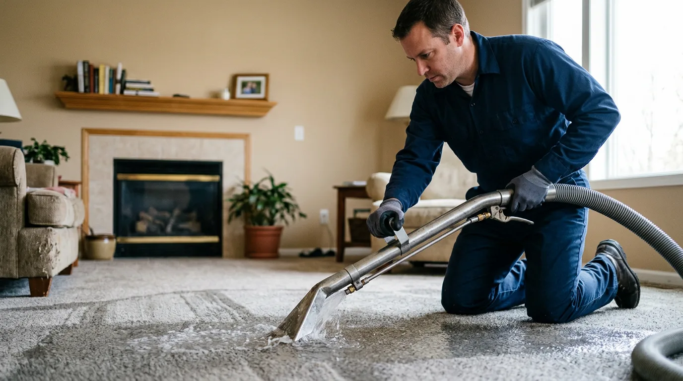 Water damage restoration technician working near Saint Ignace, MI